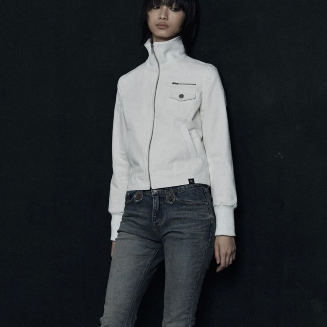 시너진 하이넥 슬림 코튼 점퍼 화이트 s 상품이미지2