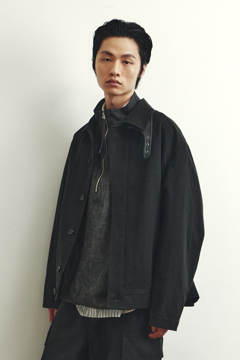 유스 레더 트림 코튼 자켓 블랙 M 상품이미지1