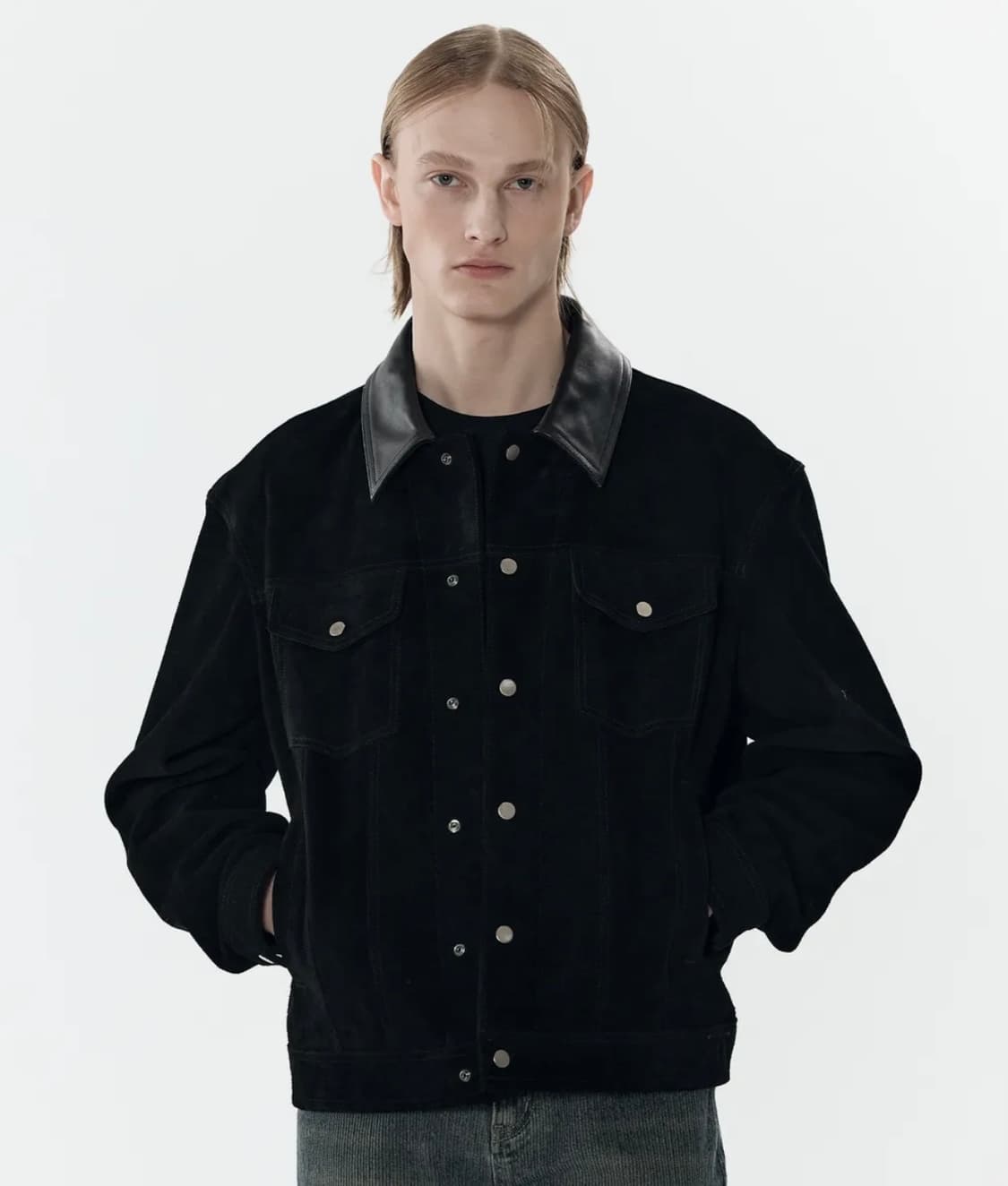 커넥트킨록 스웨이드 트러커 자켓 블랙 s사이즈 상품이미지2