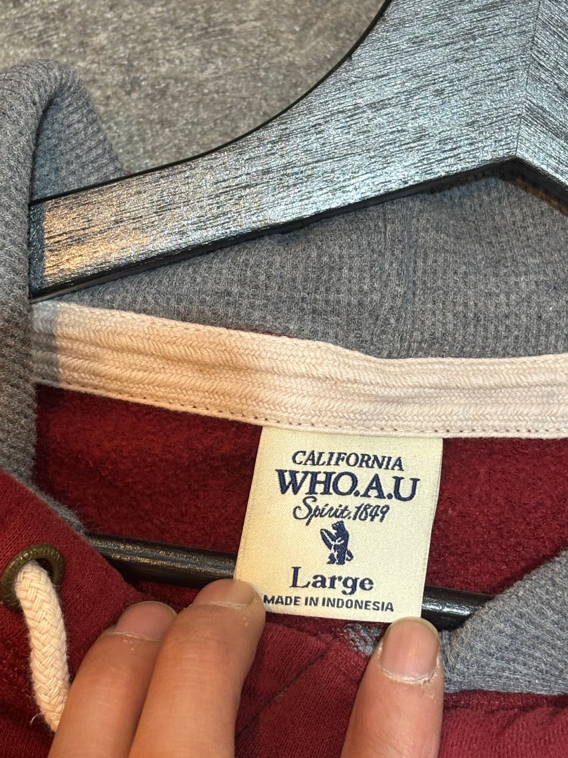 후아유 버건디 후드티 티셔츠 L 상품이미지5