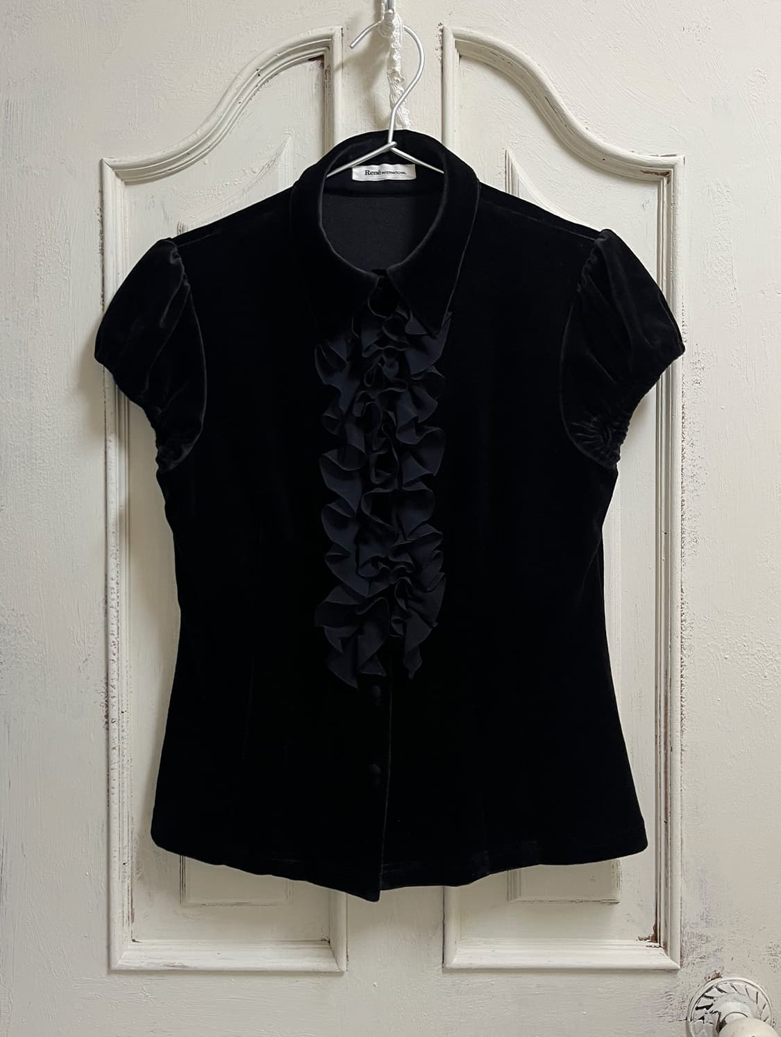 vintage holiday velvet frill blouse 상품이미지1