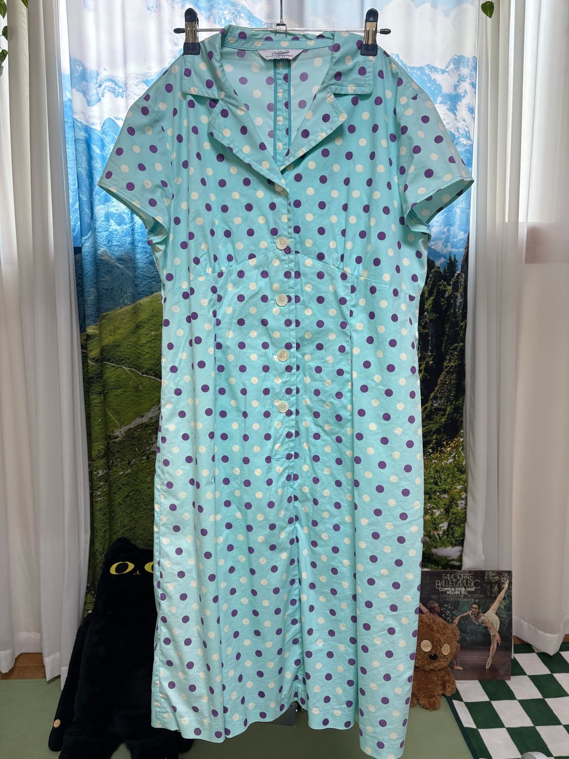 빈티지 민트 도트 원피스 상품이미지1