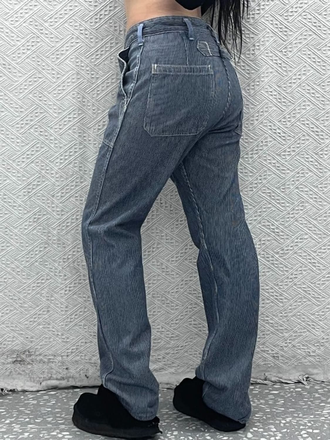 빈티지 빅포켓 캐주얼 유니크 스트라이프 면바지 S C08870 상품이미지2