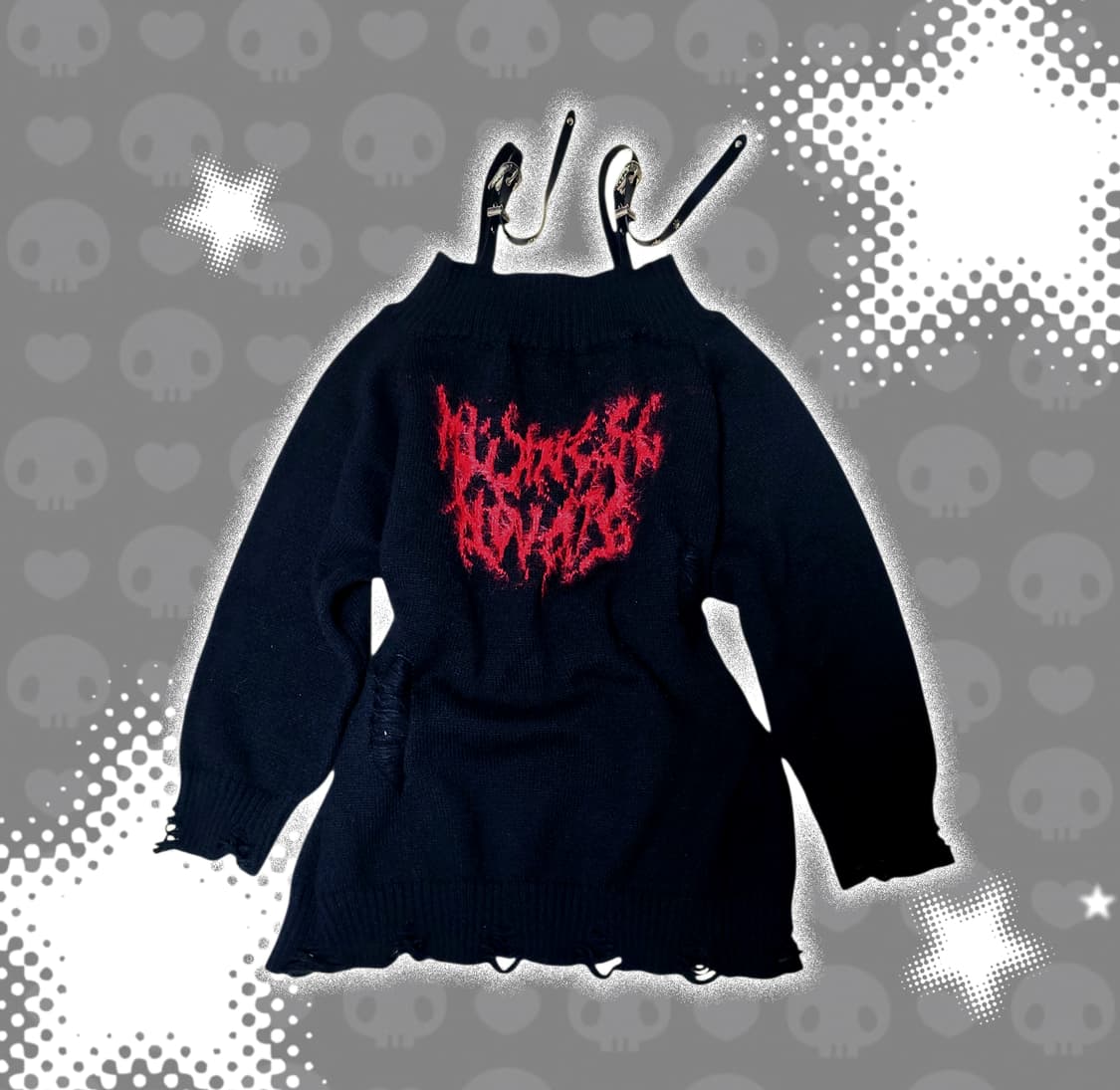 펑크키치갸루y2k 오프숄더 니트 긴팔 롱슬리브 상품이미지1