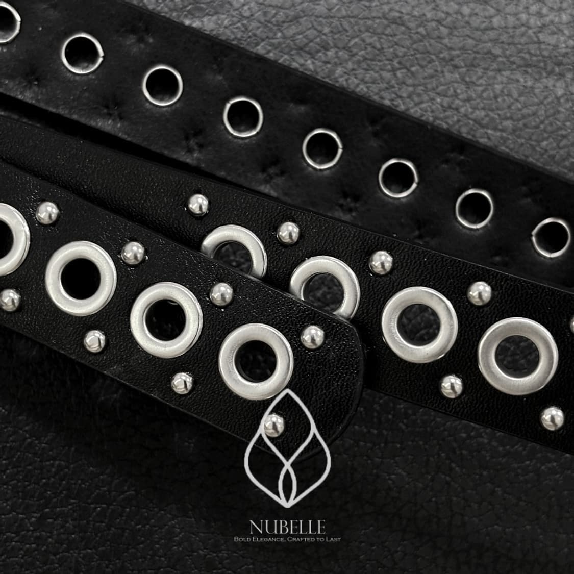 🌗 Eyelet stud belt / 아일렛 스터드 가죽 벨트 상품이미지3