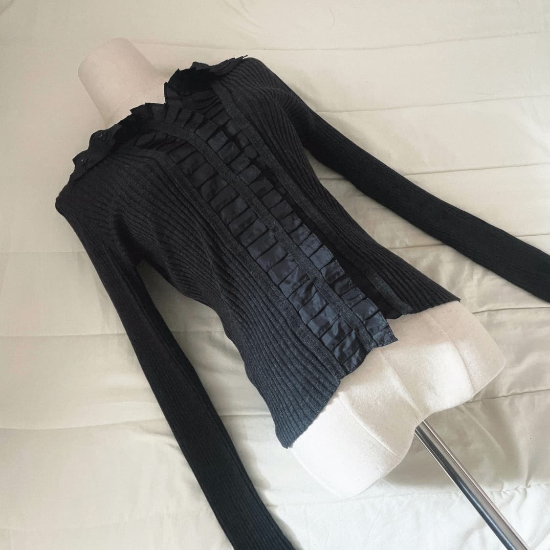 빈티지 가디건 하이넥 가디건 일본빈티지 아카이브 하구미 긱시크 무채색 상품이미지3