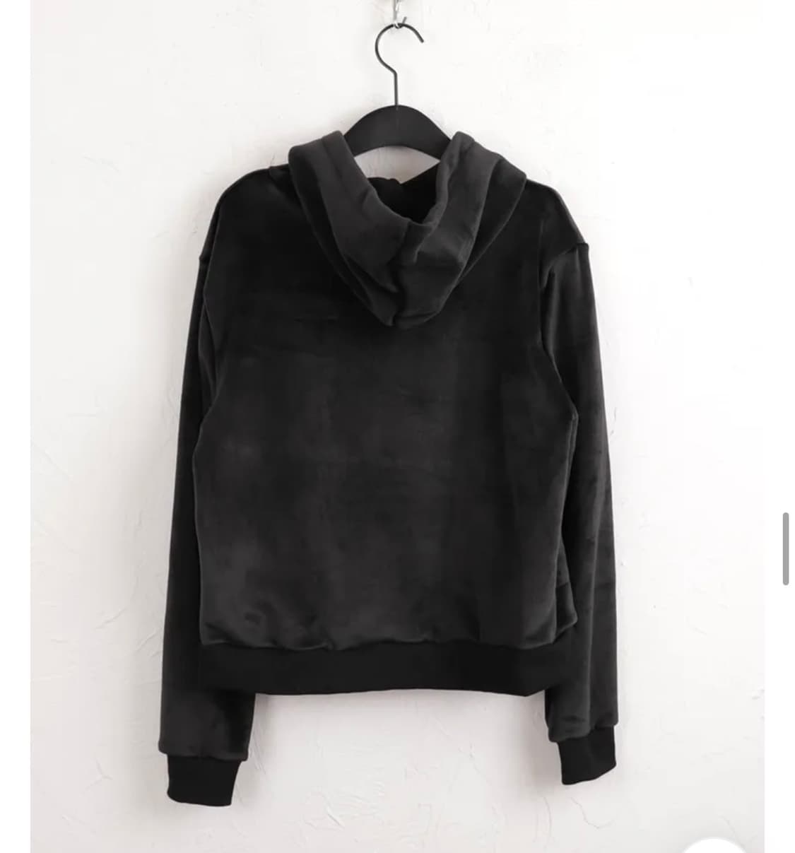 레터링 벨벳 기모 후드집업 상품이미지3