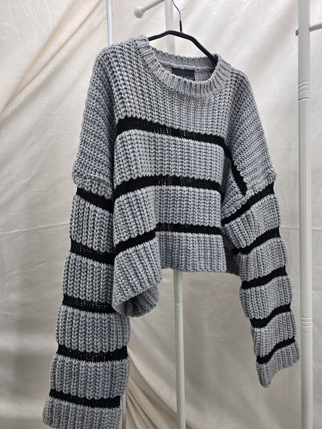 Savant Syndrome 스트라이프 크롭 니트 상품이미지4