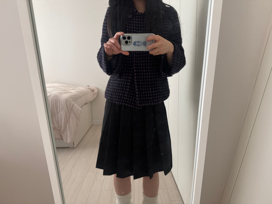 퍼플 도트 하프 코트 상품이미지4