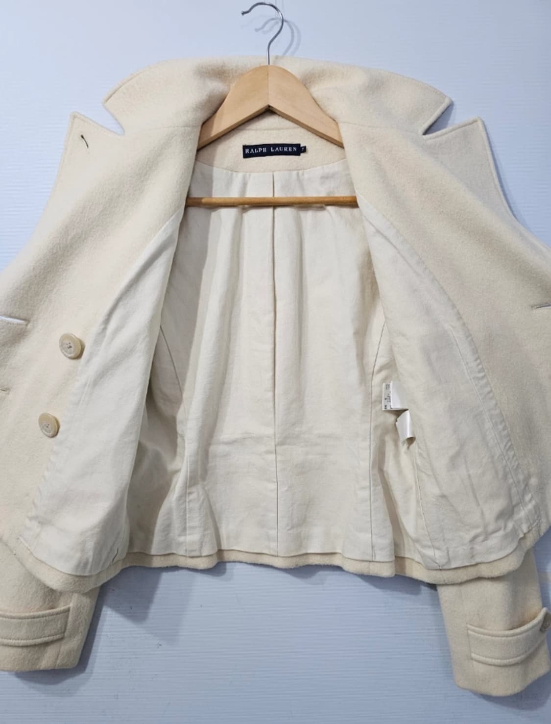 폴로  랄프로렌 더블 버튼 캐시미어 숏 코트아이보리 ~55반 상품이미지6