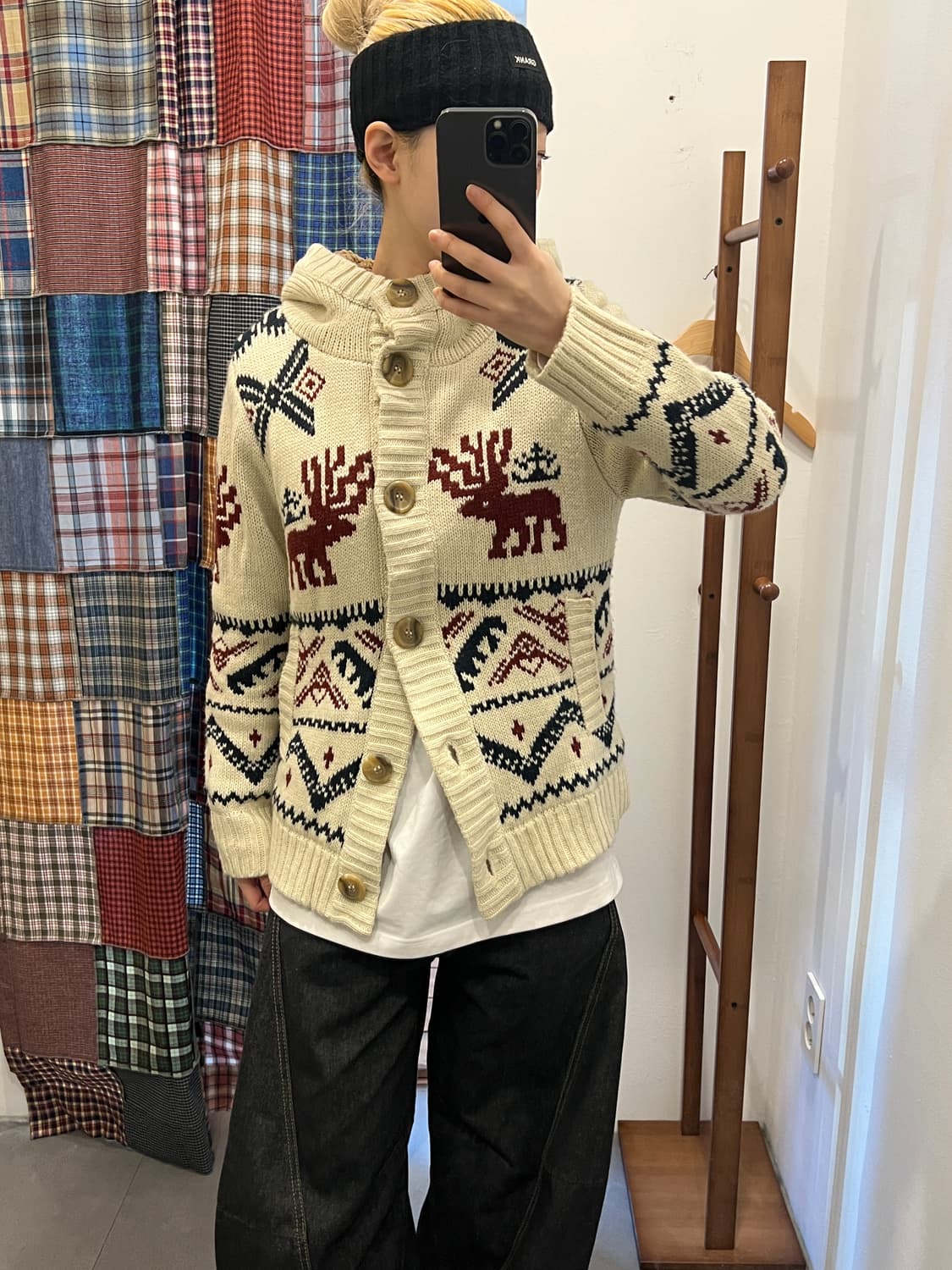 노르딕 플리스 니트 후드 가디건 상품이미지3