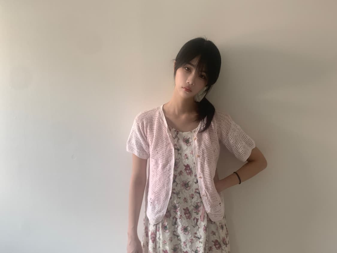 Punching button knit cardigan(pink) 상품이미지2