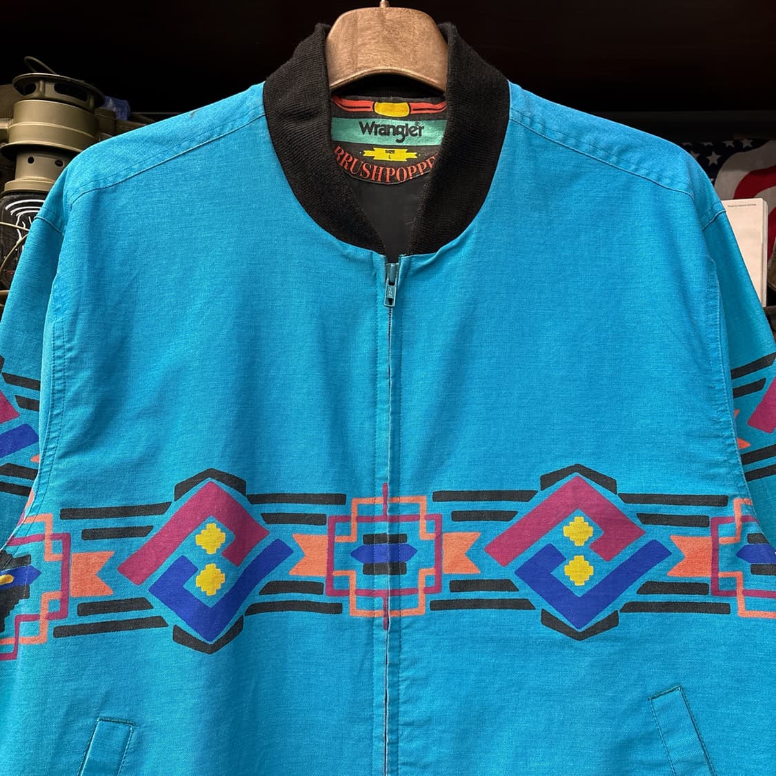 80s 랭글러 아즈텍 모티브 패턴 웨스턴 요크컷 바시티자켓 N326 상품이미지3