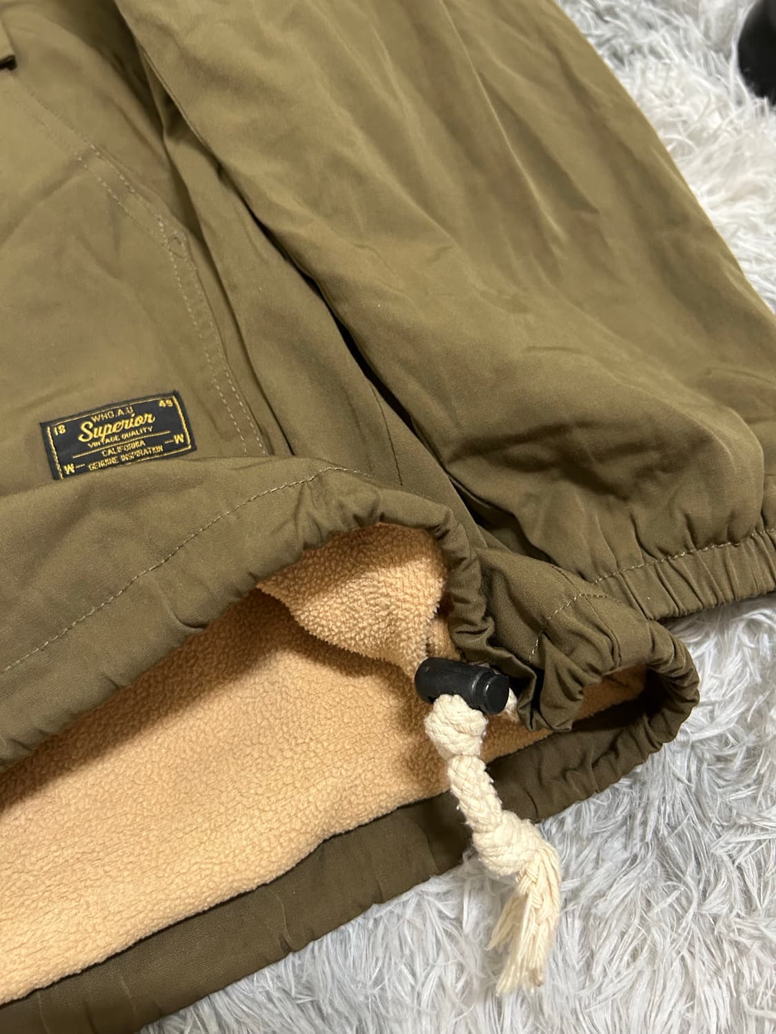 후아유 카키 y2k 기모 후드 반집업(L) 상품이미지6