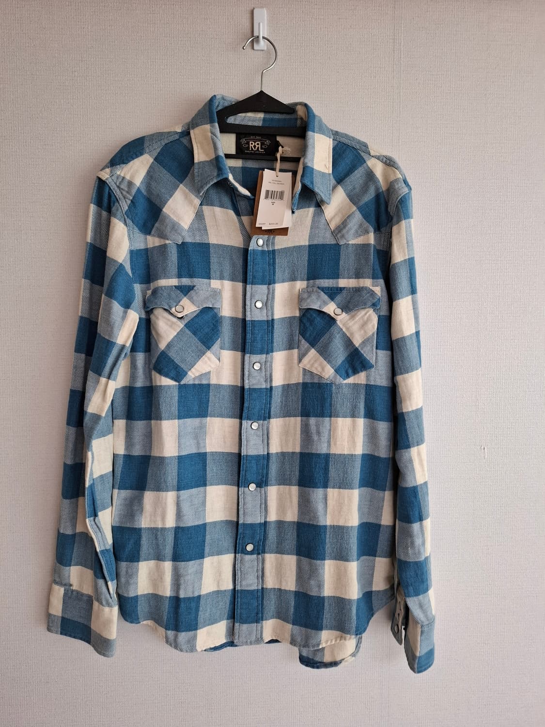M RRL 플래드 트윌 블루 화이트 체크 웨스턴 셔츠 상품이미지1