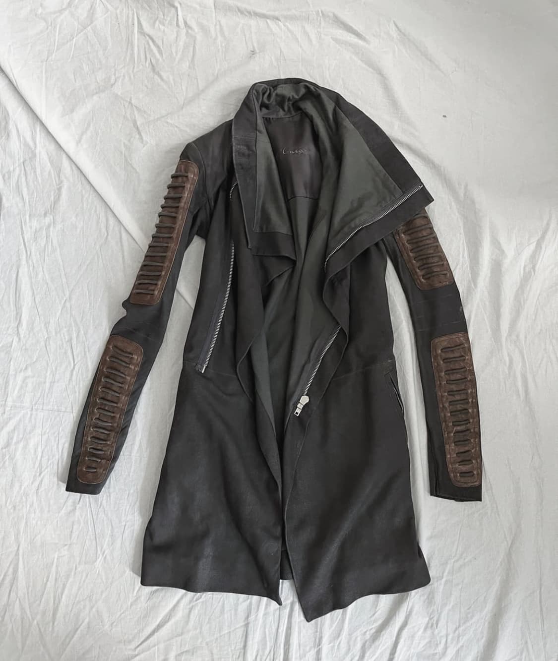 릭오웬스 10FW 아카이브 램스킨 하이넥 레더코트 상품이미지1