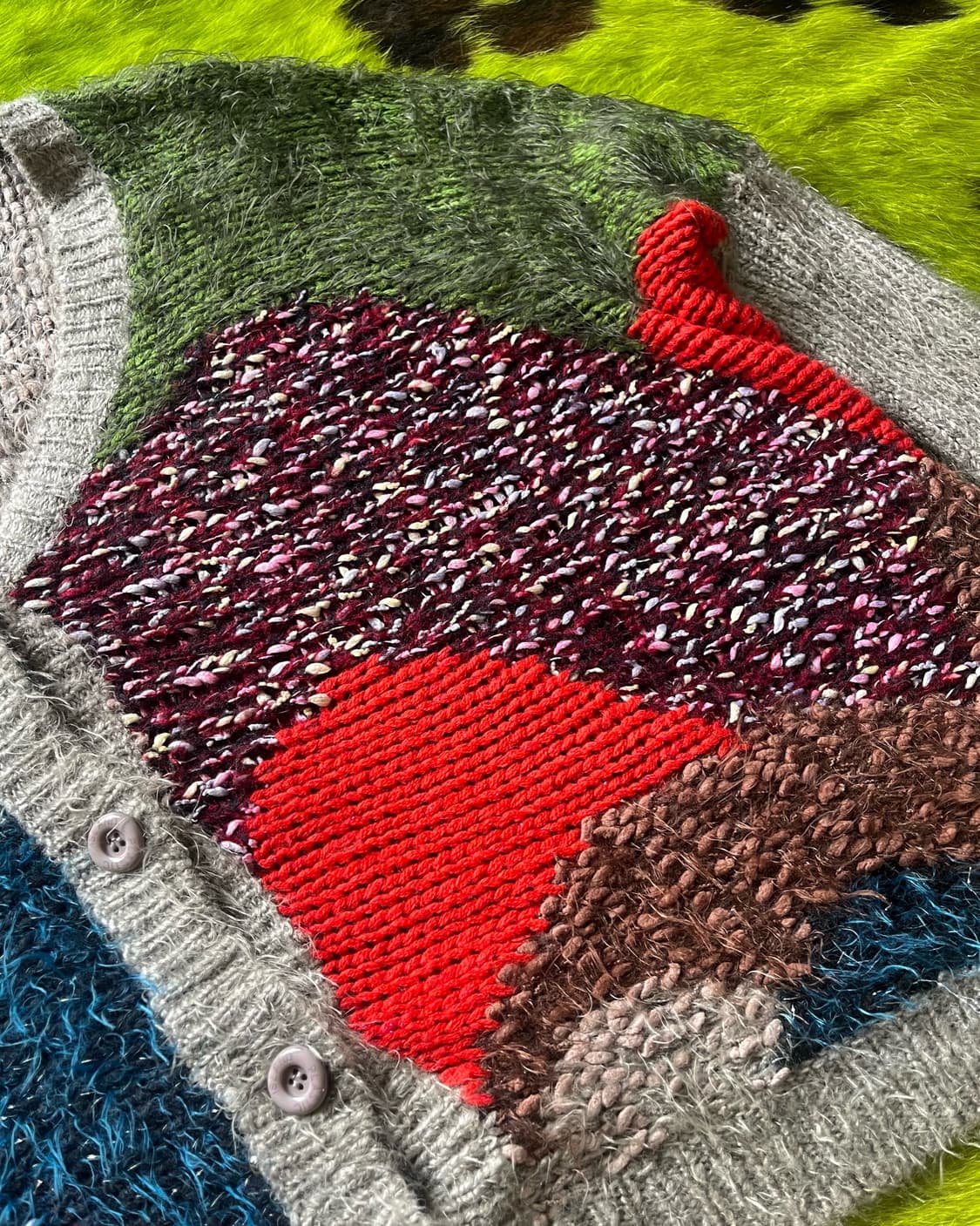 PLASTIC ISLAND Mix Texture Fur Cardigan 상품이미지6