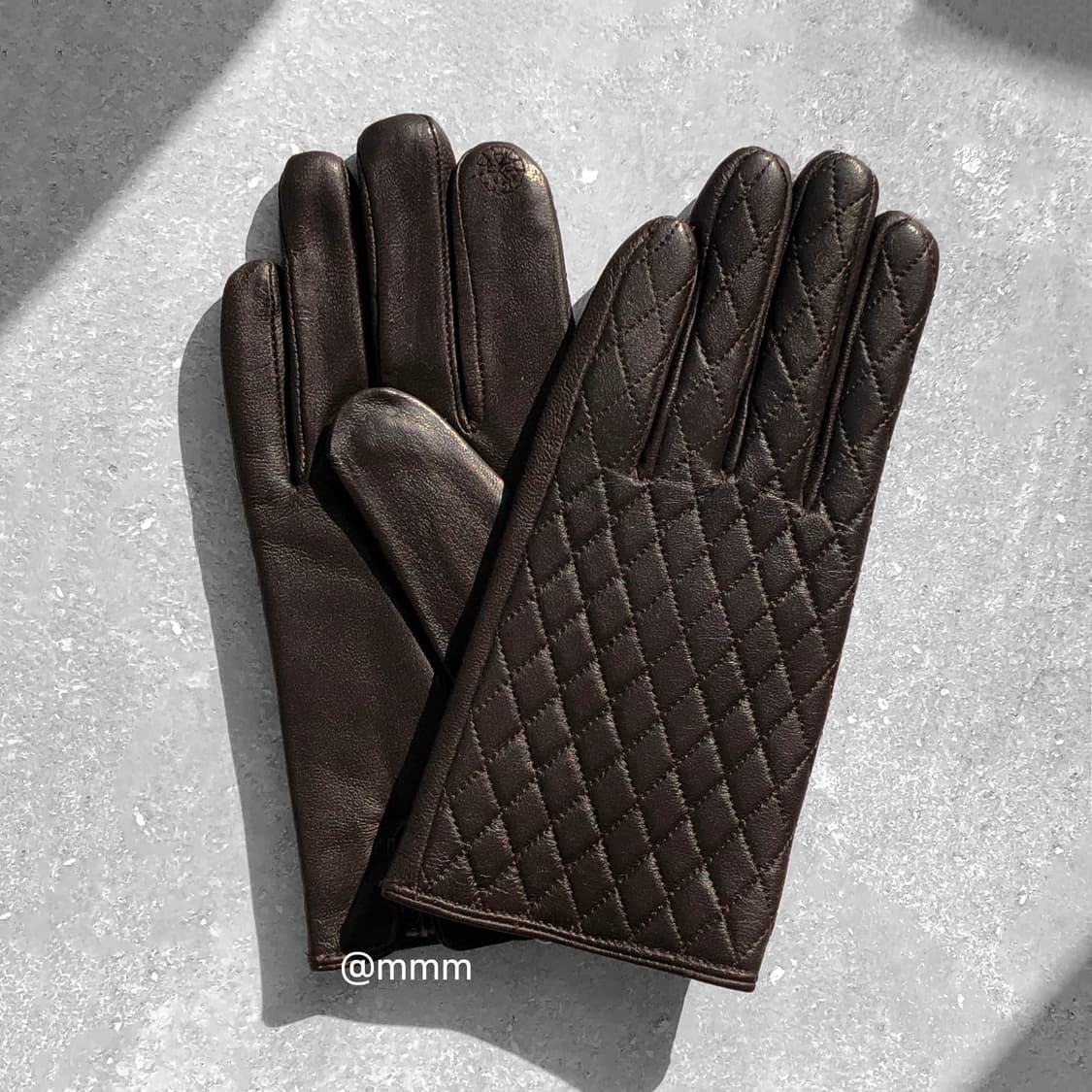 [Unisex] 스마트터치 퀼팅 가죽 장갑 브라운 상품이미지3