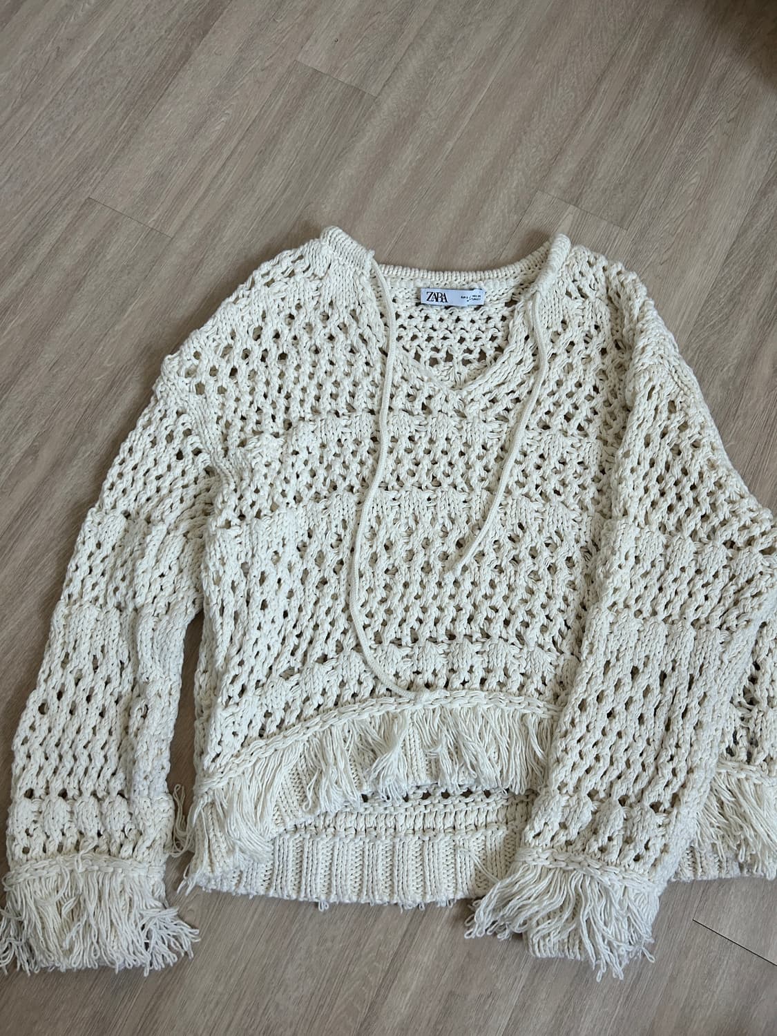 자라 그물니트 태슬니트 아이보리 상품이미지5