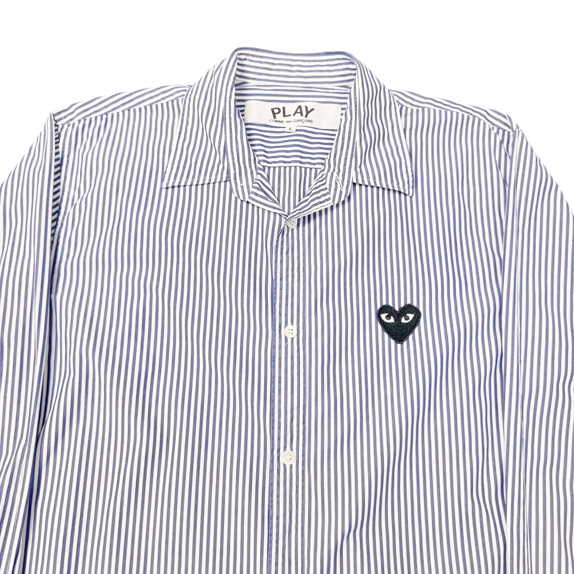 (L) 꼼데가르송 플레이 스트라이프 셔츠 블루 상품이미지2