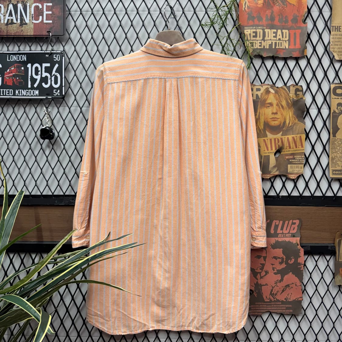 폴로 랄프로렌 스트라이프 긴팔 셔츠 화이트 포니 로고 포인트 오렌지 상품이미지2