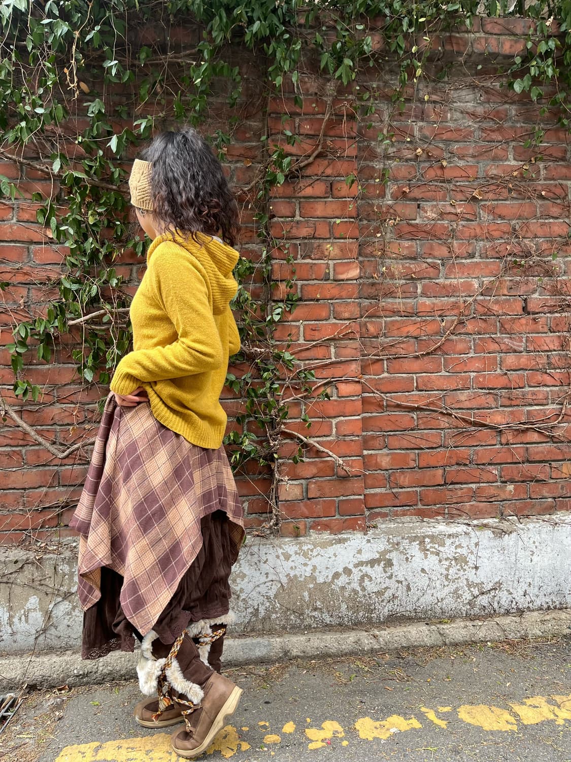 체크패턴 레이어드 스커트 상품이미지3