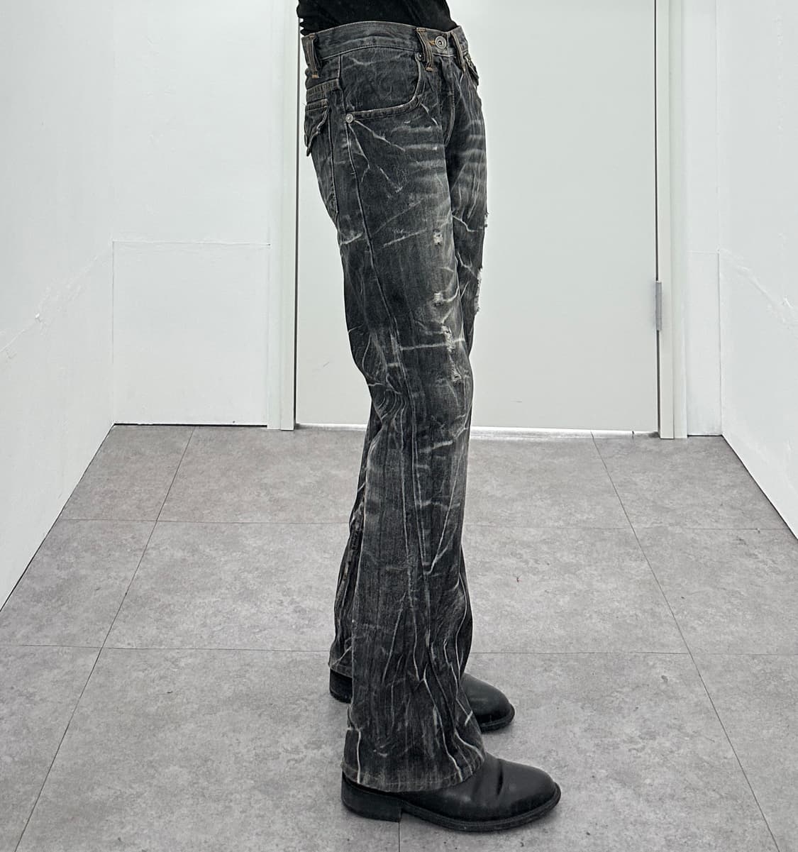 Distressed Acid-Wash Grunge Flare Denim 상품이미지8