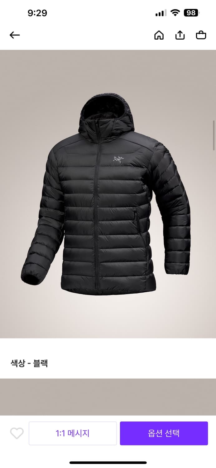 아크테릭스 25FW 세륨 후디 경량패딩 상품이미지2