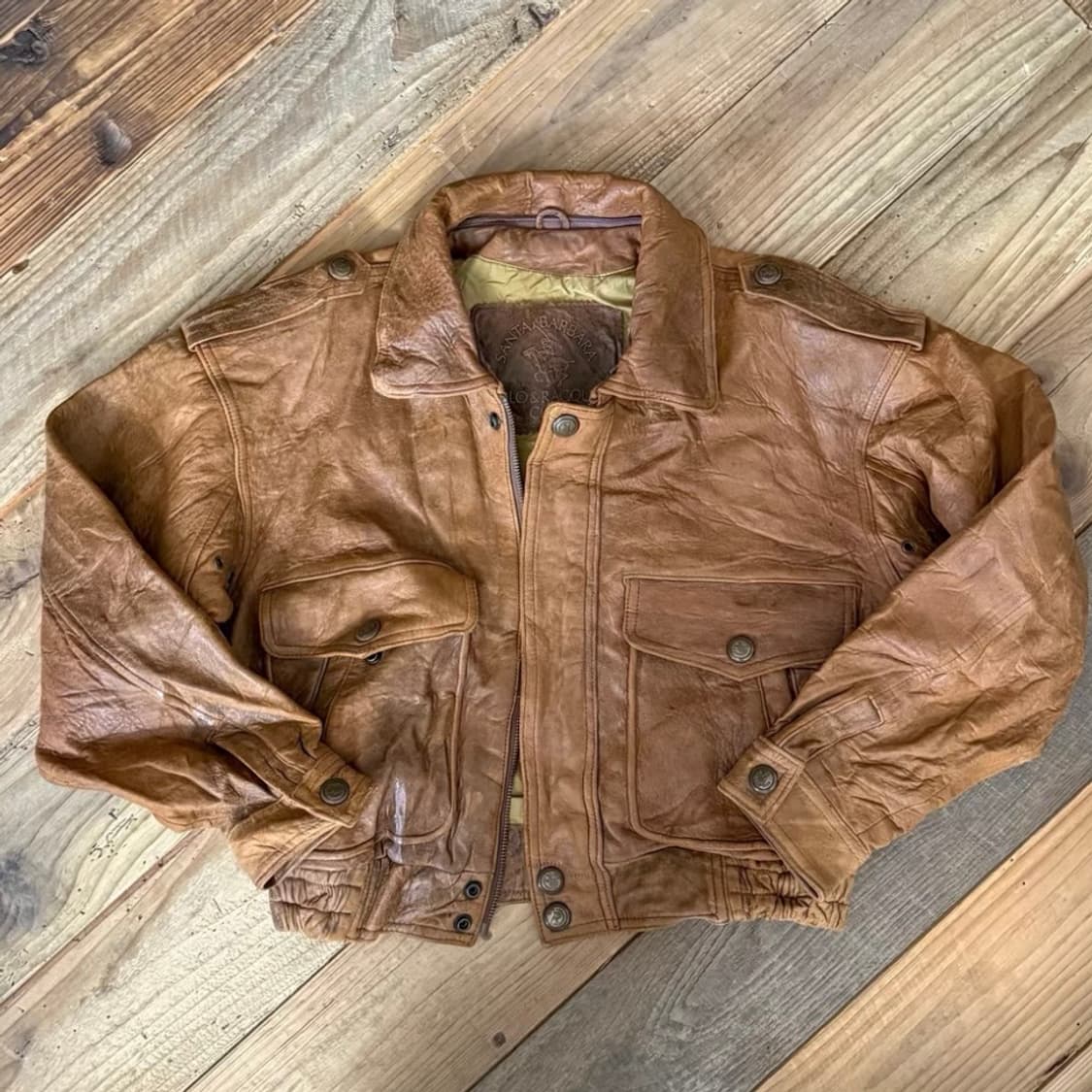 빈티지 A2 스타일 숏 기장 왁스 램스킨 레더 자켓 상품이미지1