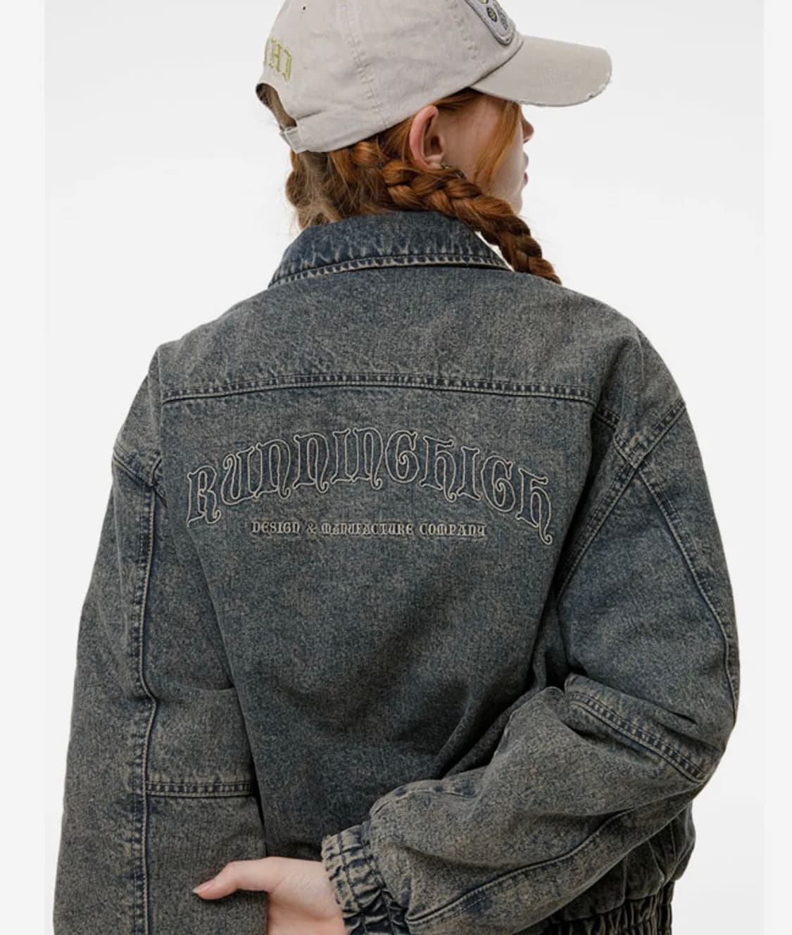 정가 19만원 러닝하이 바시티 로고 워시드 데님 점퍼 베이지 상품이미지3