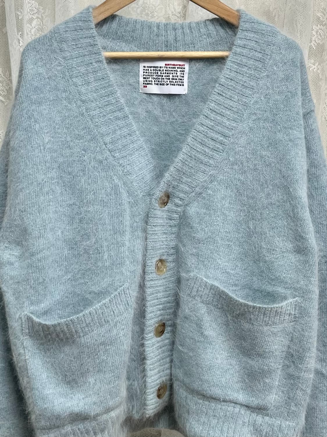 XS) 벌스데이수트 앙고라 가디건 스카이 상품이미지3