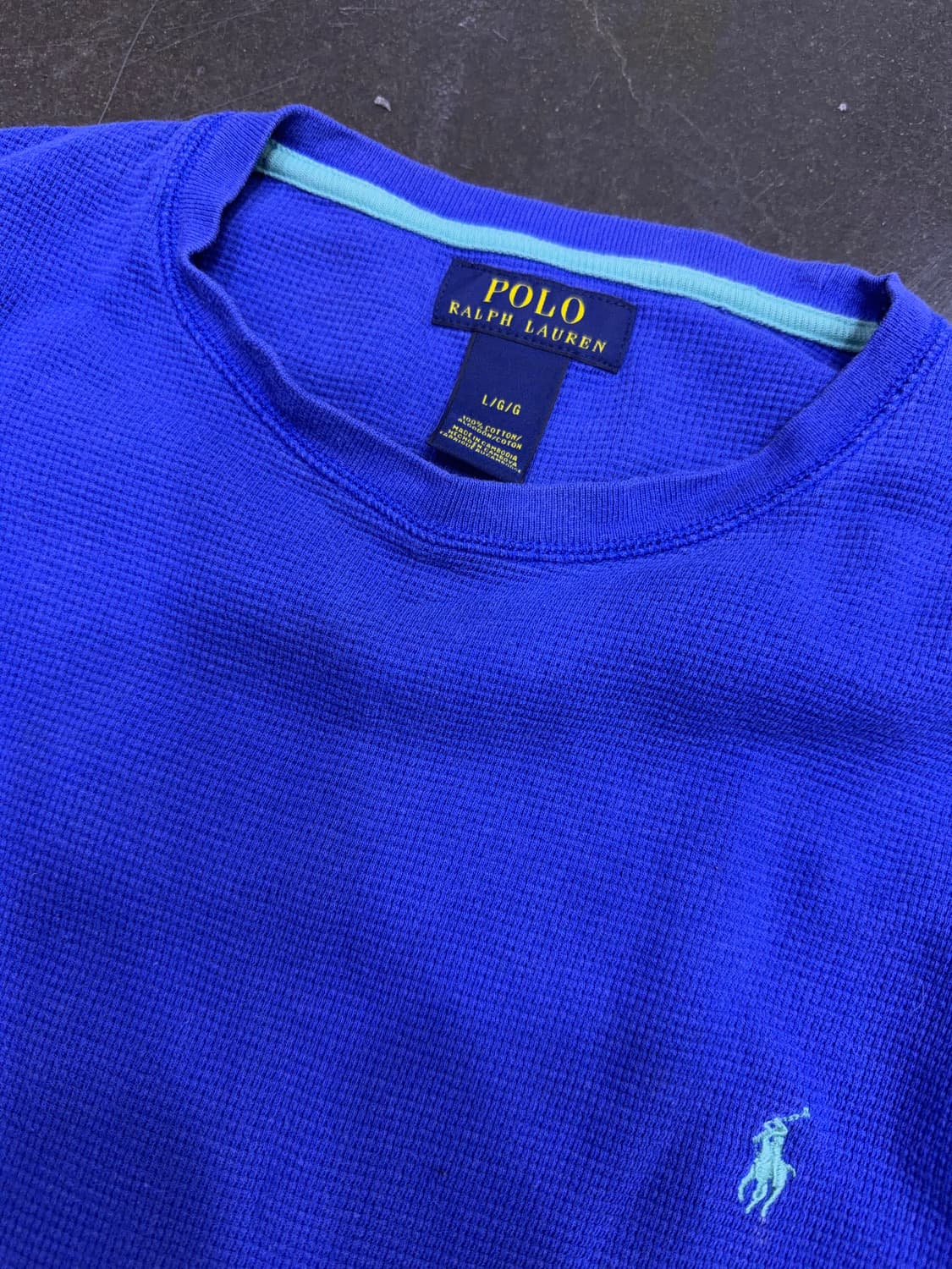 폴로 랄프로렌 미니멀 와플 티셔츠 블루 L 상품이미지3