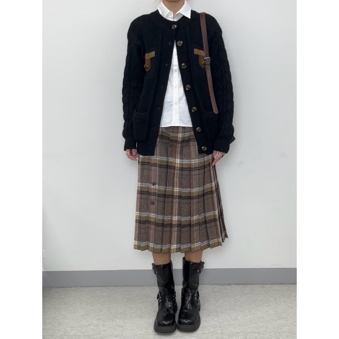 빈티지 울100% 블랙 가디건 상품이미지4