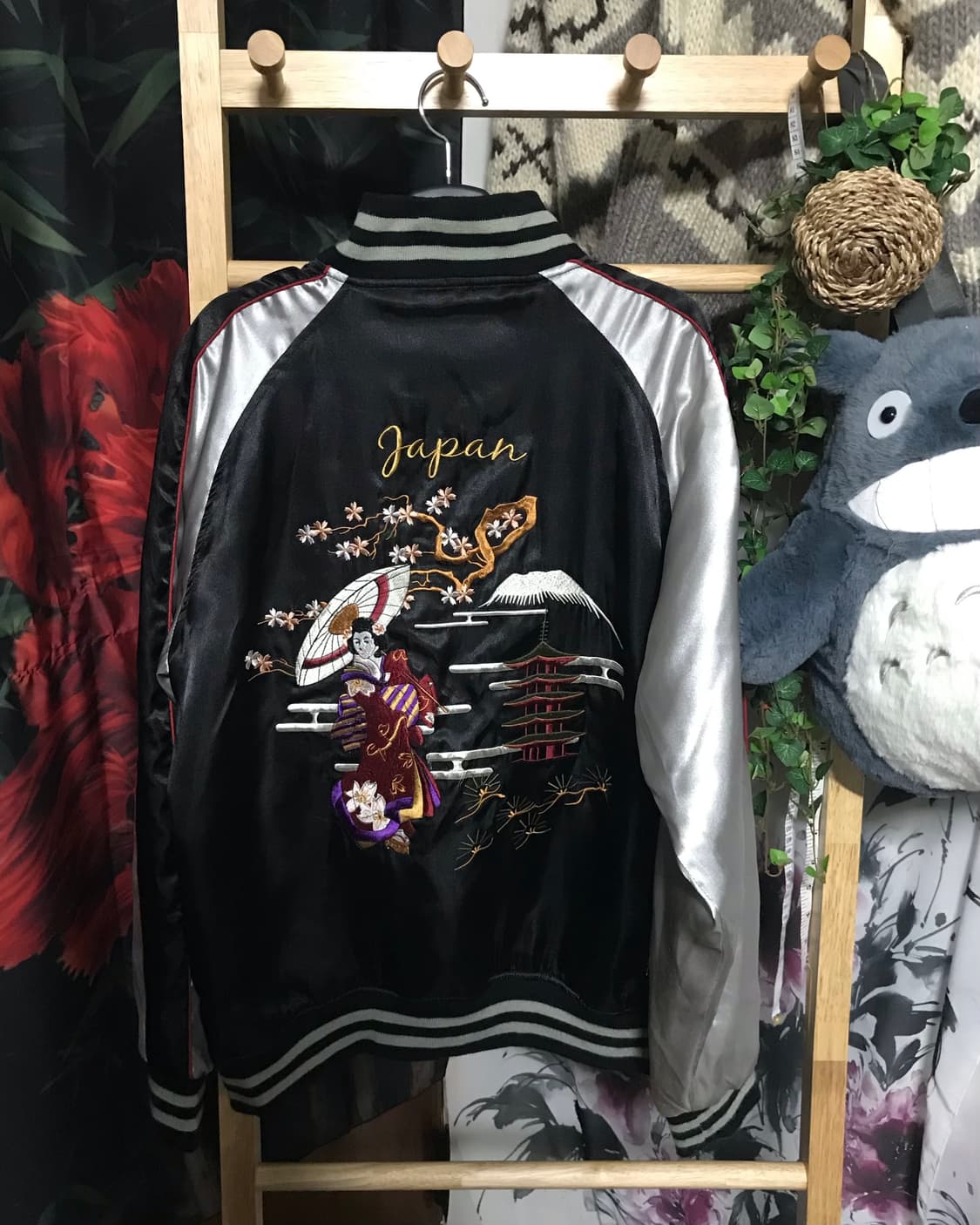 Jp 사쿠라 유카타 소녀 자수 블루종 스카쟌 자켓 상품이미지5