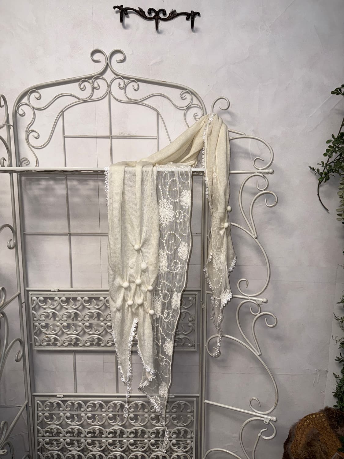 Ivory floral lace knit ball shirring 스카프 상품이미지1