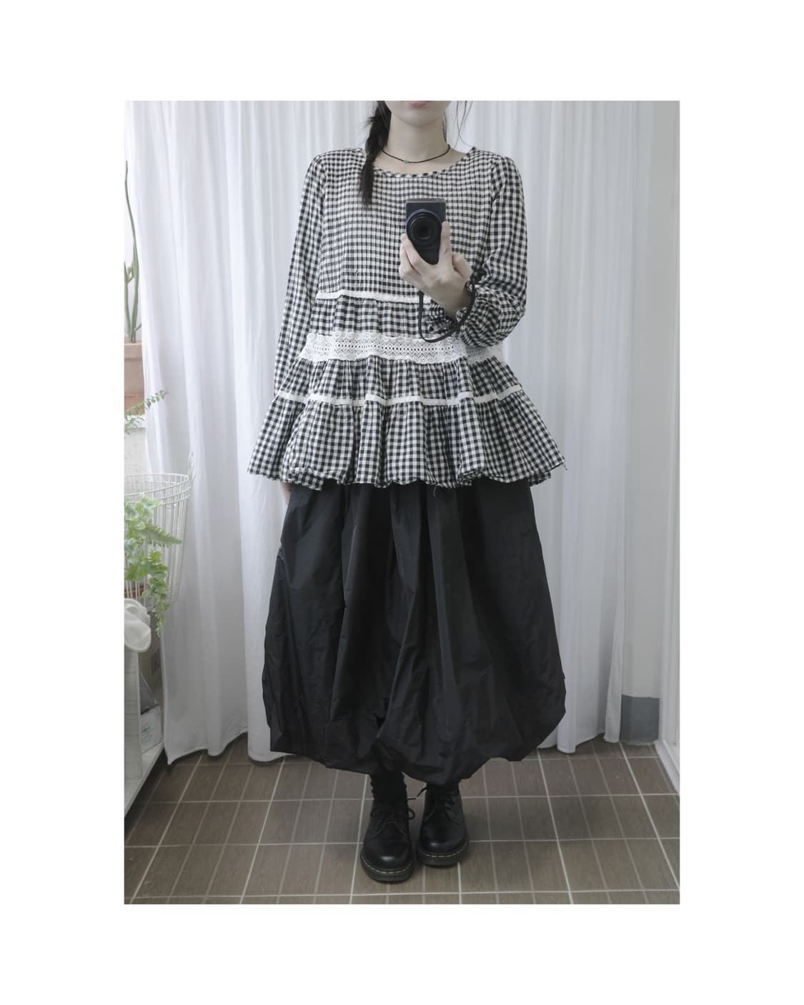 Check frill blouse   상품이미지5