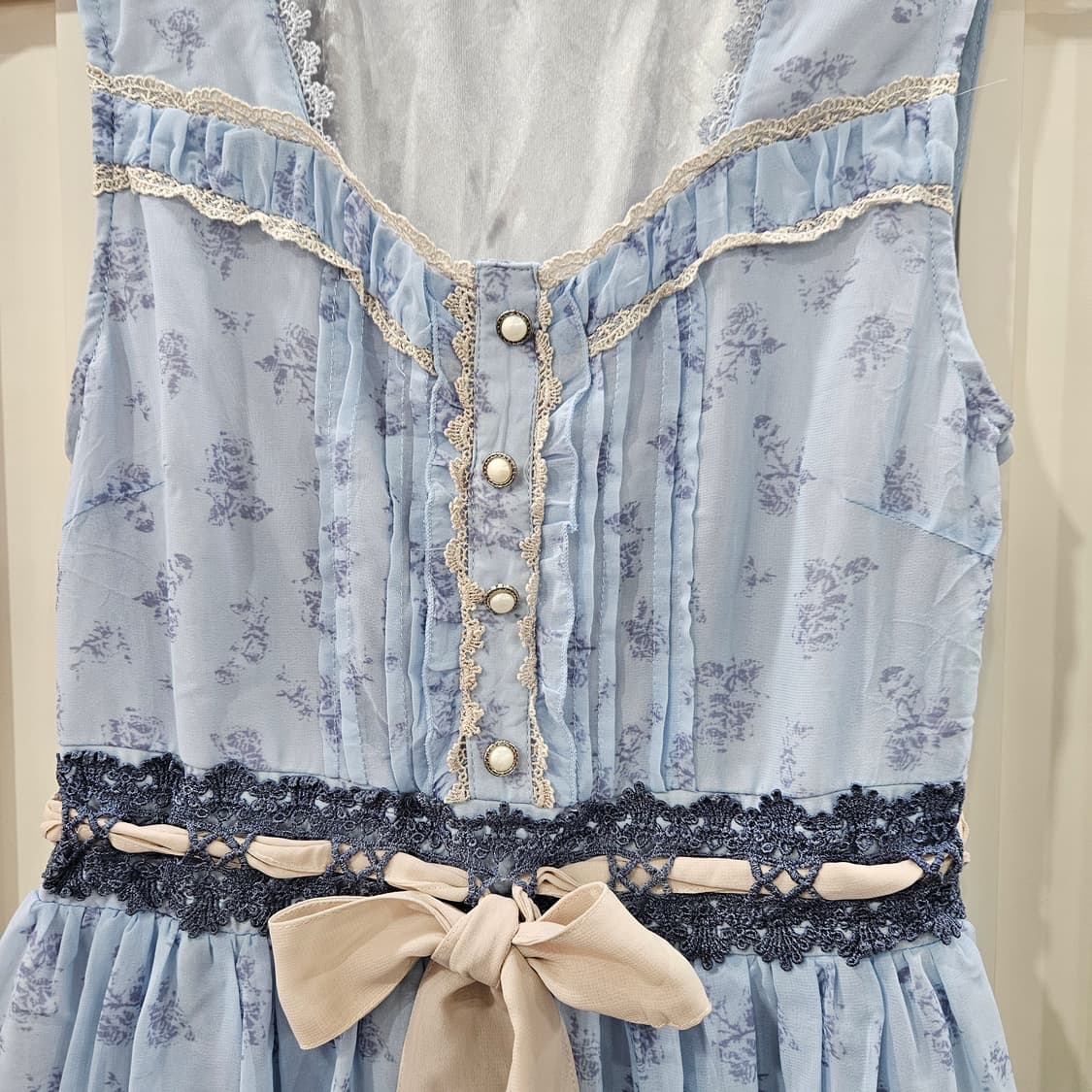 액시즈팜 플라워 리본 원피스 하늘색 상품이미지4