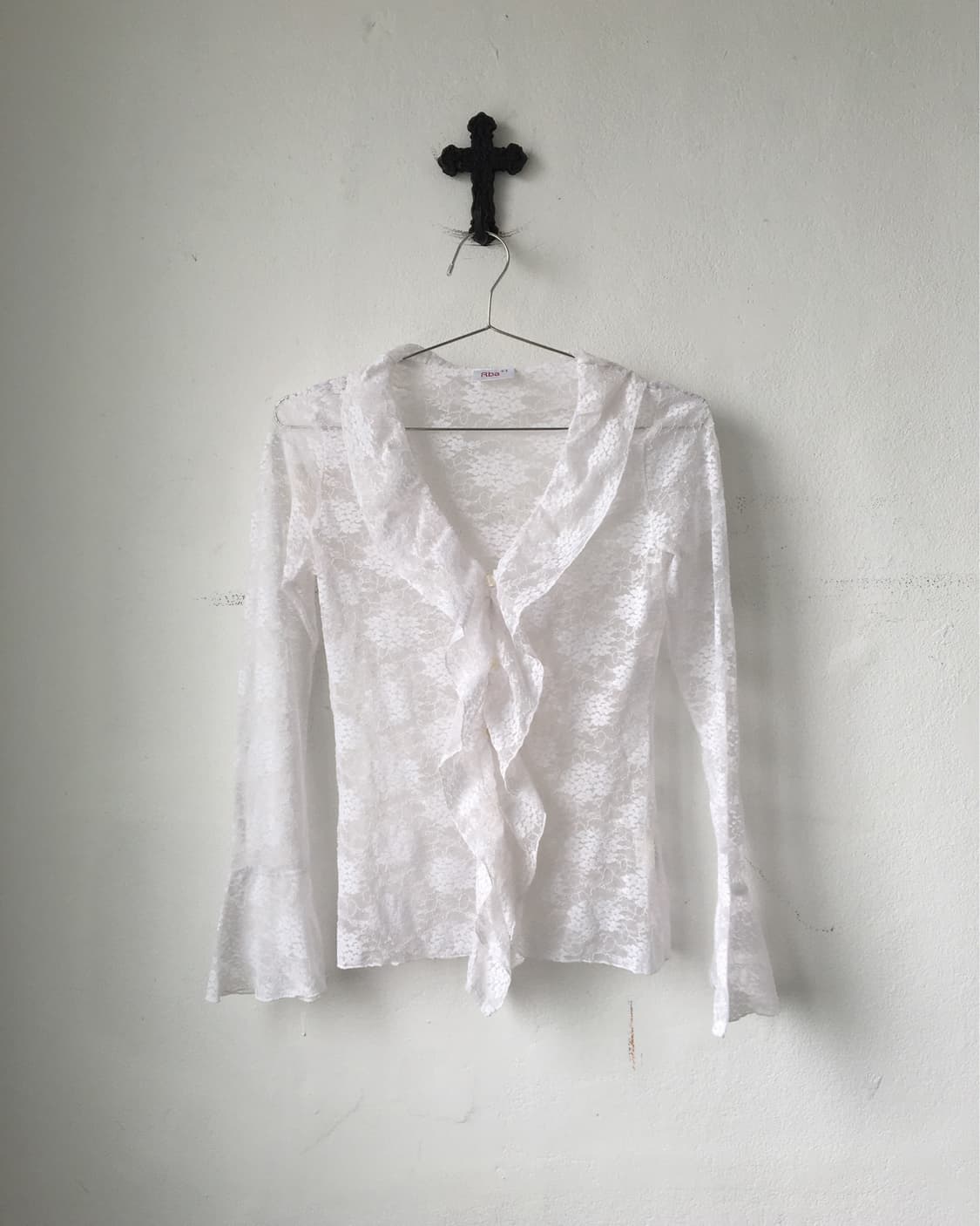 Ruffle point lace see through cardigan 상품이미지2