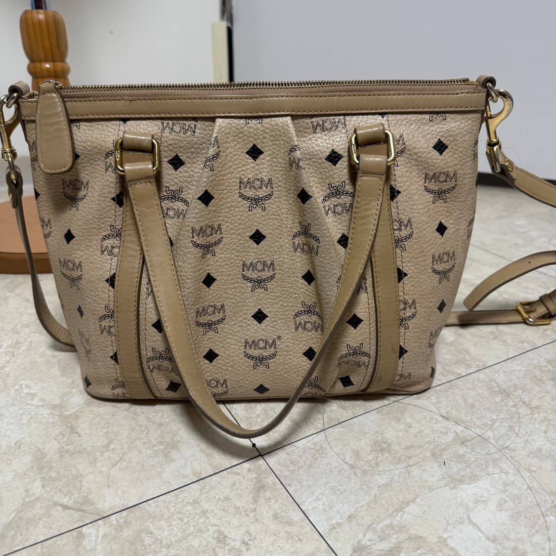Mcm 베이지 비세토스 토트백 정품 상품이미지3