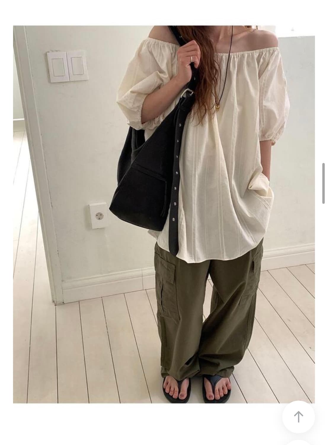 리코이 오프숄더 블라우스 블랙 상품이미지4