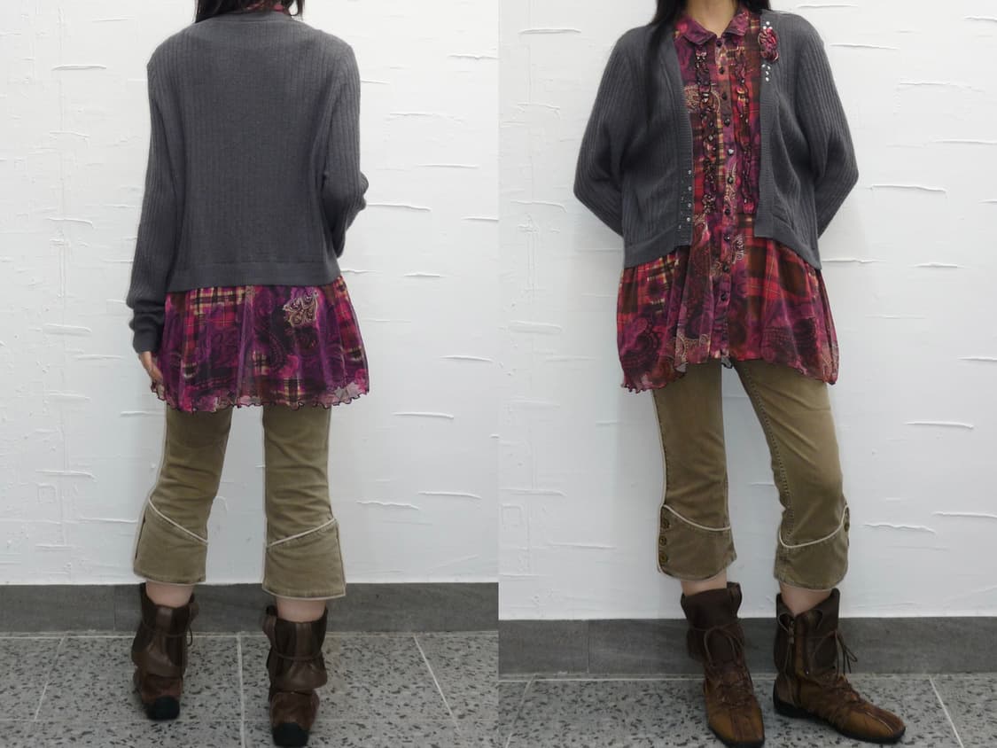 vintage layerd cardigan blouse 상품이미지3