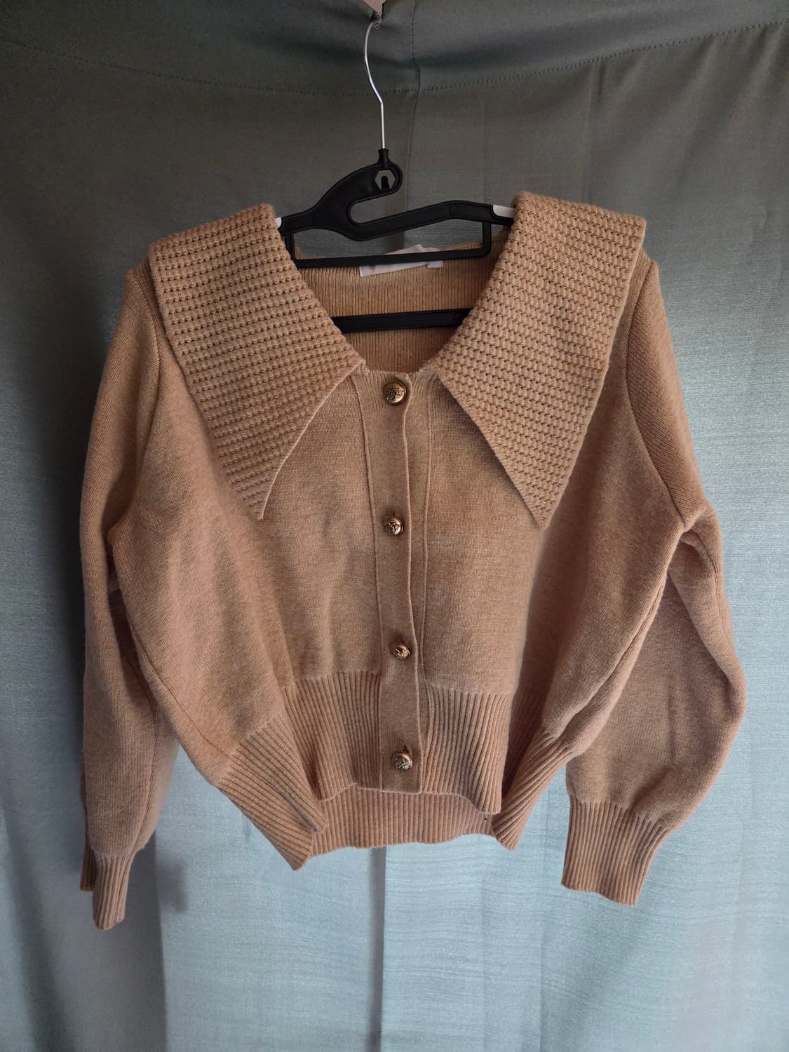 오천원 급처! 빈티지 빅카라 퍼프 니트 베이지 상품이미지1