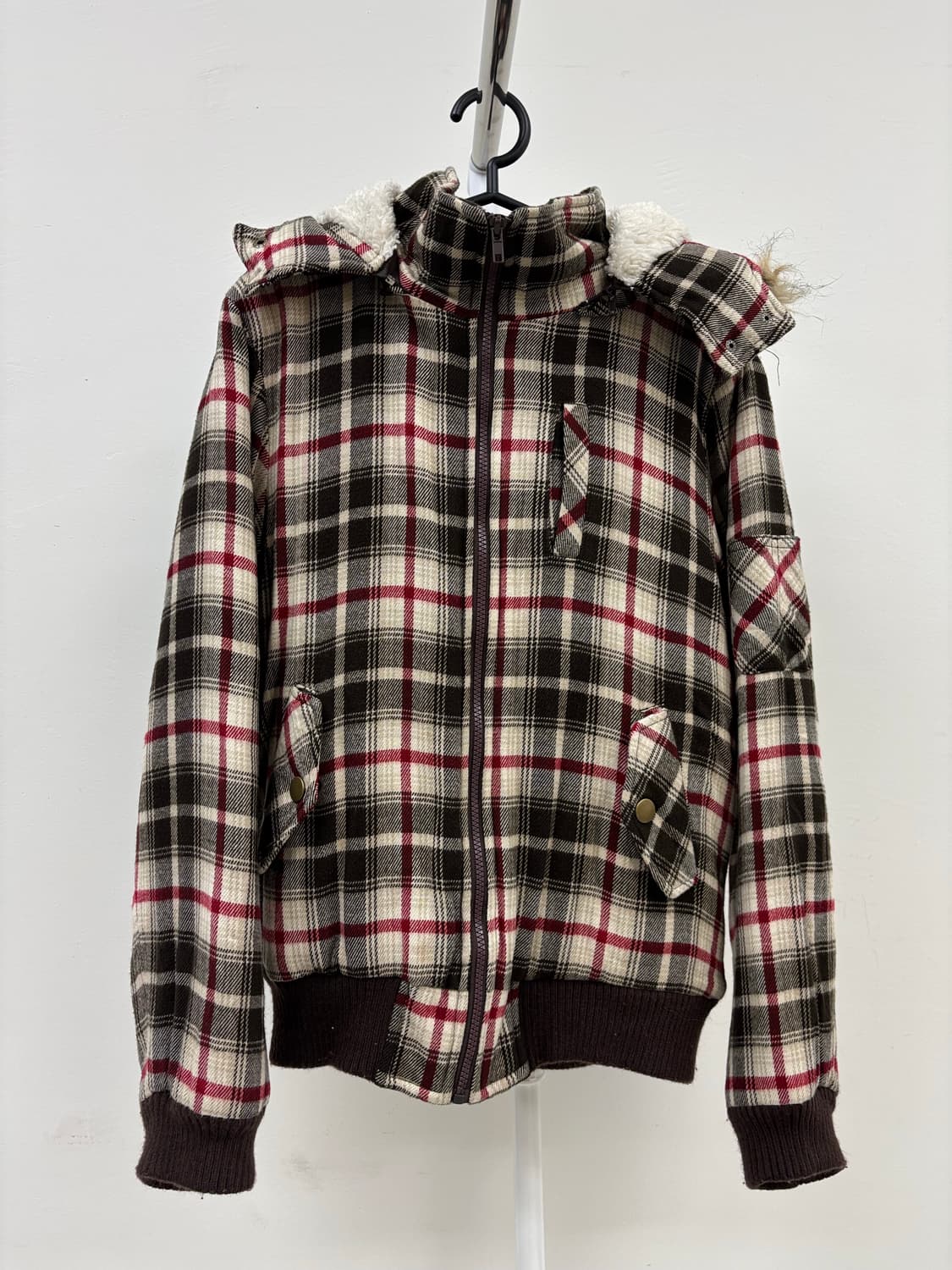 빈티지 체크 하이넥 점퍼 자켓 상품이미지1