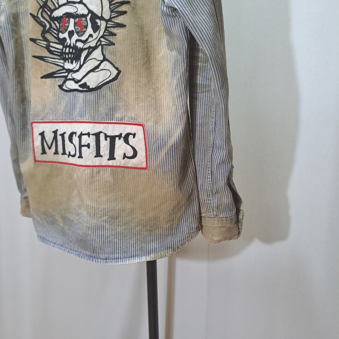 (택포) 해골 자수패치 빈티지 워싱 데님셔츠 95-100 B156 상품이미지6