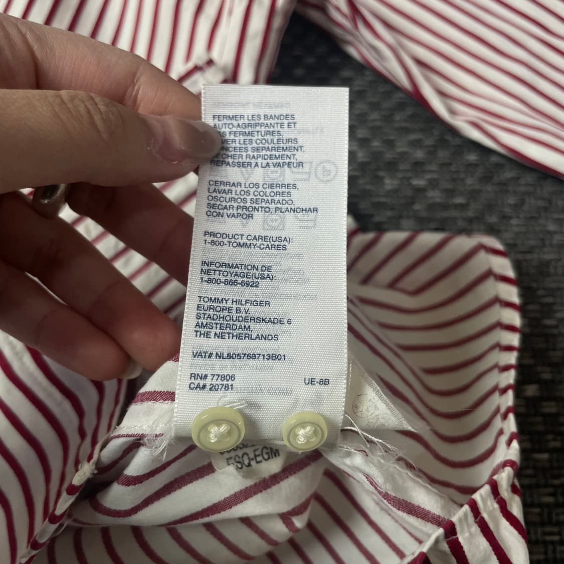 타미힐피거 레드 화이트 스트라이프 긴팔 셔츠 빈티지핏 M 상품이미지7
