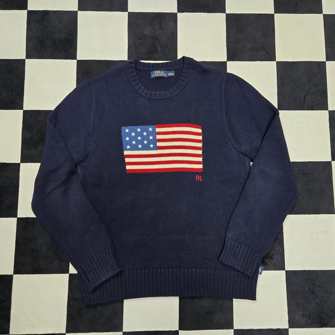 L 폴로랄프로렌 성조기니트 네이비 made in usa 상품이미지1