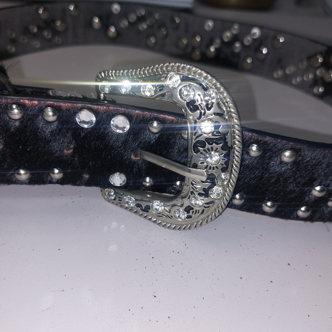 펑크 고스 벨벳 왕큐빅 스터드 벨트 상품이미지2