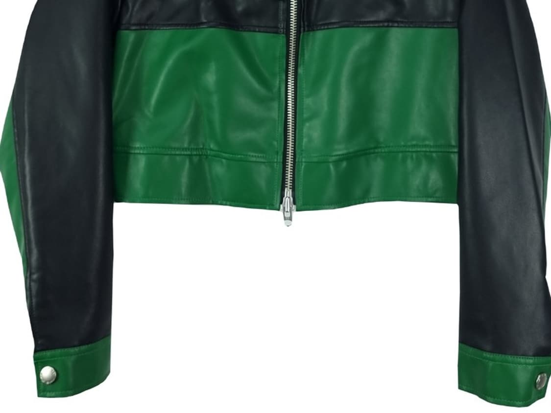 [더 아이덴티티프로젝트] 비건 레더 크롭 레이싱 바이커 자켓 M19011 상품이미지5