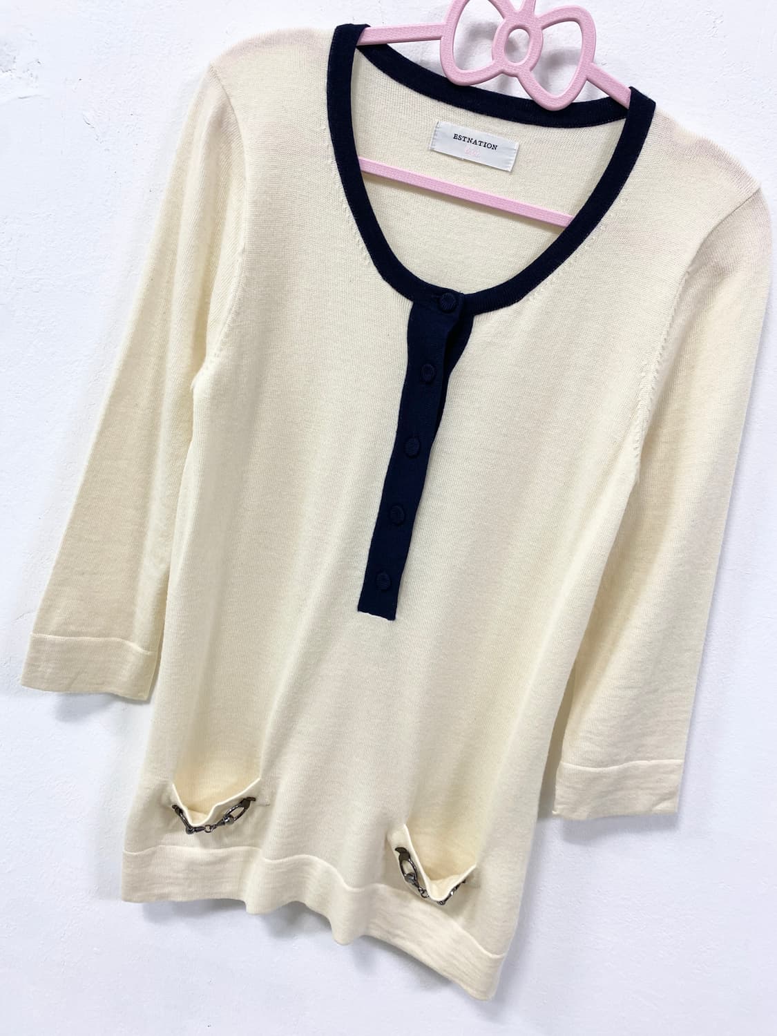 [ESTNATION] 로걀 아이보리 버클 니트 상품이미지7