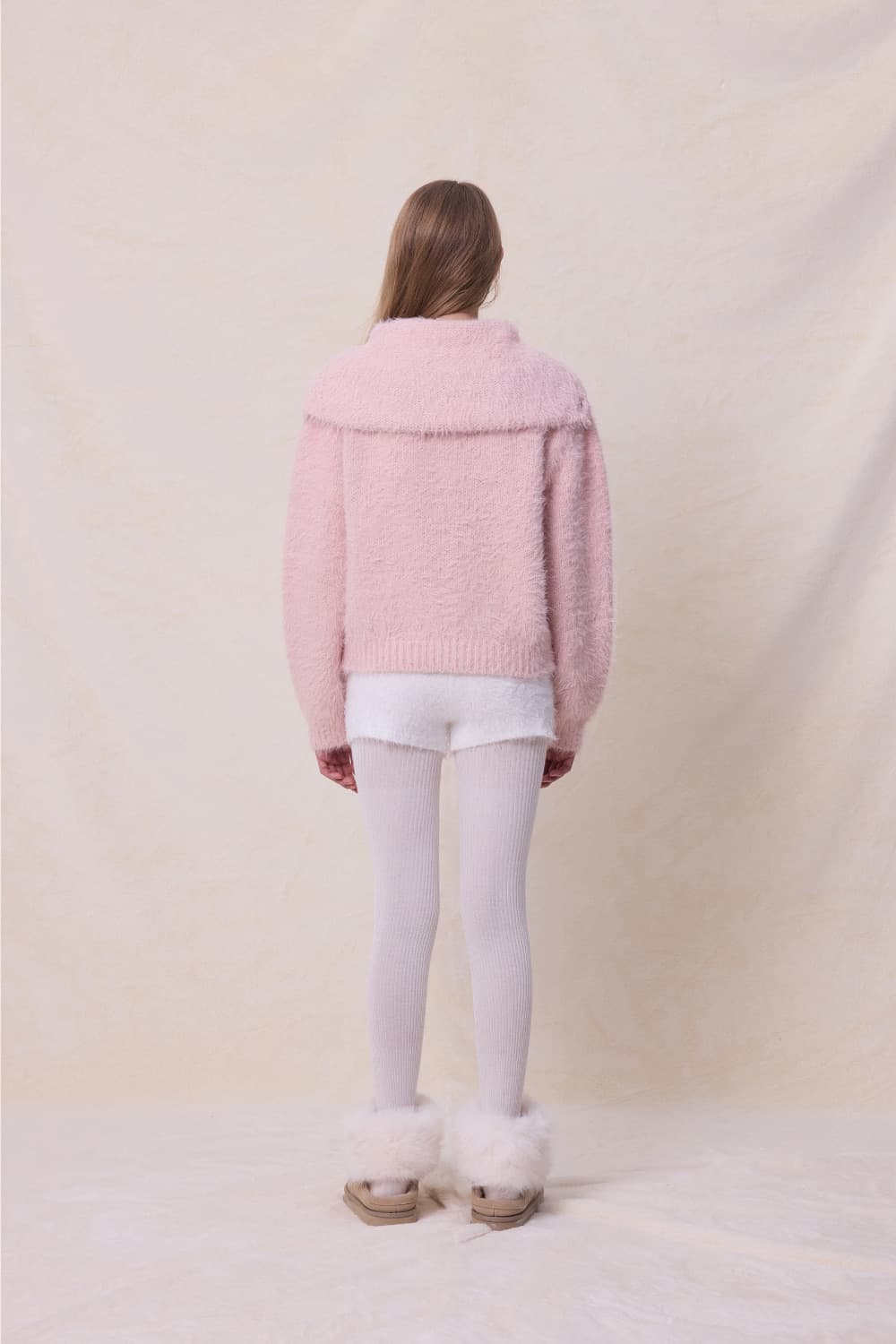 더오유 세일러 하이넥 니트 가디건 베이비 핑크 상품이미지7